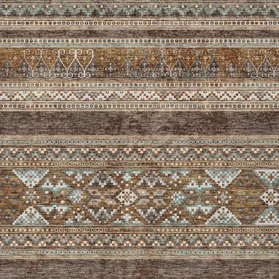 Chocolate And Gray Southwestern Washable Indoor Outdoor Area Rug Photo 4
