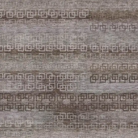 Chocolate And Gray Striped Washable Area Rug With UV Protection Photo 3