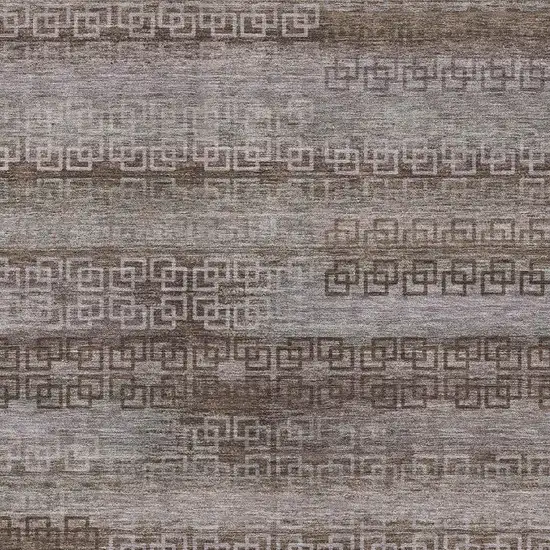 Chocolate And Gray Striped Washable Area Rug With UV Protection Photo 3