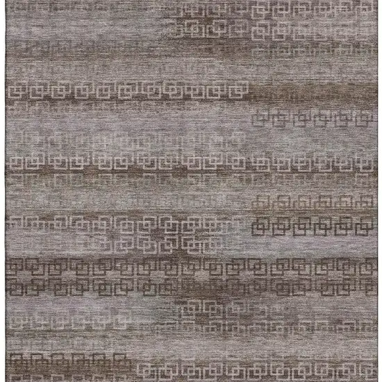 Chocolate And Gray Striped Washable Area Rug With UV Protection Photo 4