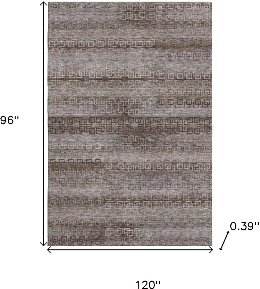 Chocolate And Gray Striped Washable Area Rug With UV Protection Photo 9