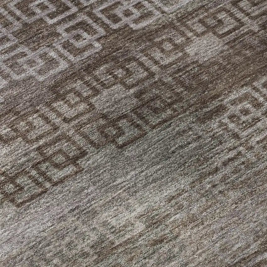 Chocolate And Gray Striped Washable Area Rug With UV Protection Photo 7