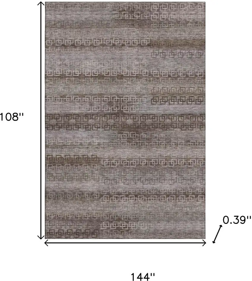 Chocolate And Gray Striped Washable Area Rug With UV Protection Photo 8