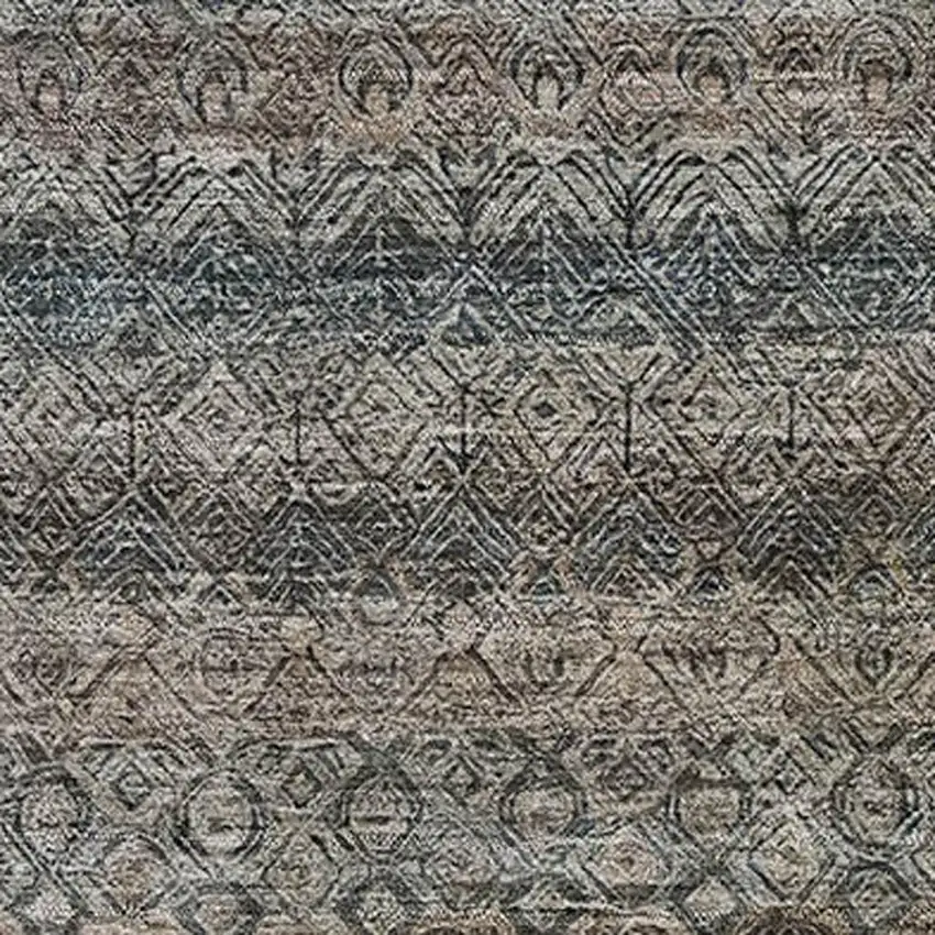 Chocolate And Gray Striped Washable Area Rug With UV Protection Photo 3