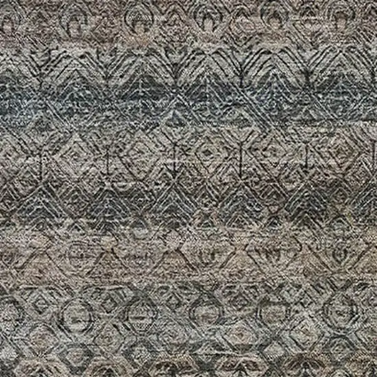 Chocolate And Gray Striped Washable Area Rug With UV Protection Photo 3