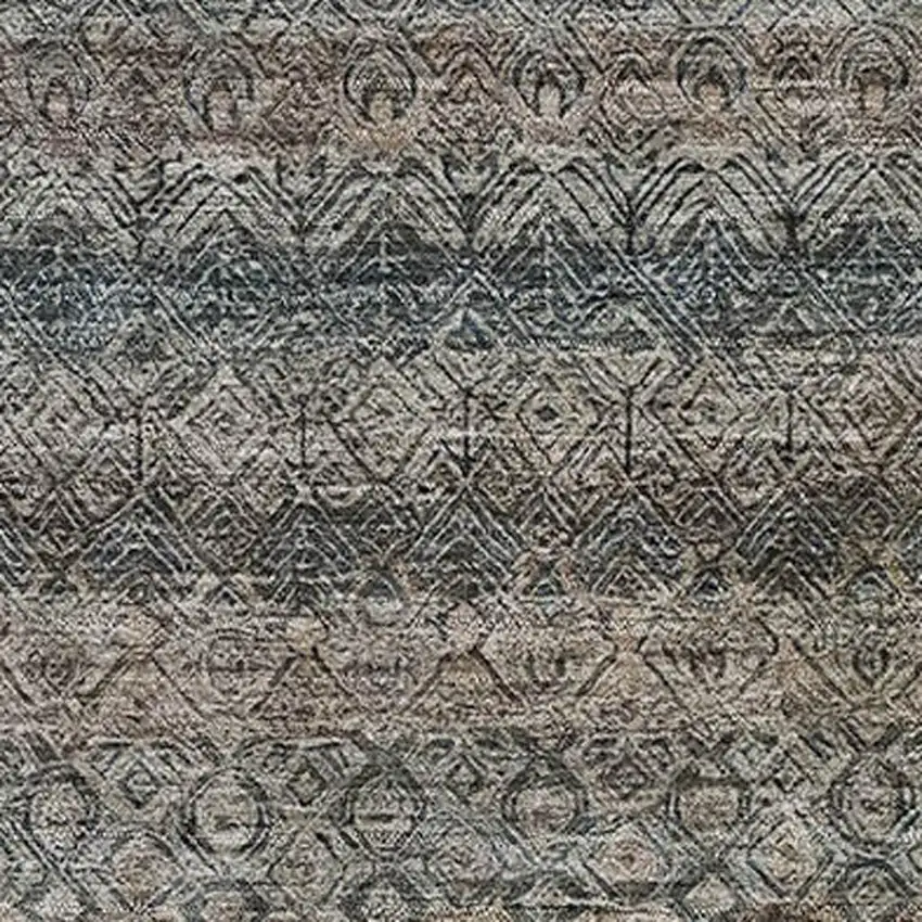 Chocolate And Gray Striped Washable Area Rug With UV Protection Photo 3