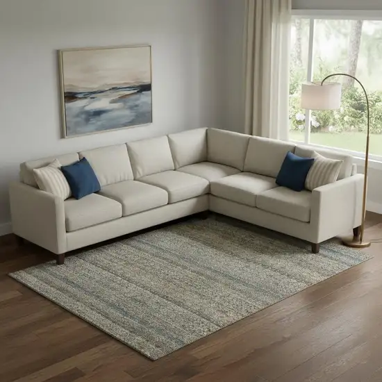 Chocolate And Gray Striped Washable Area Rug With UV Protection Photo 2