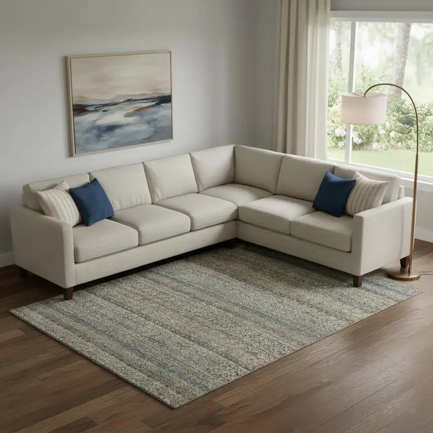 Chocolate And Gray Striped Washable Area Rug With UV Protection Photo 2