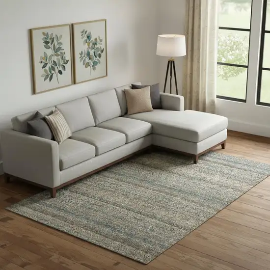 Chocolate And Gray Striped Washable Area Rug With UV Protection Photo 2