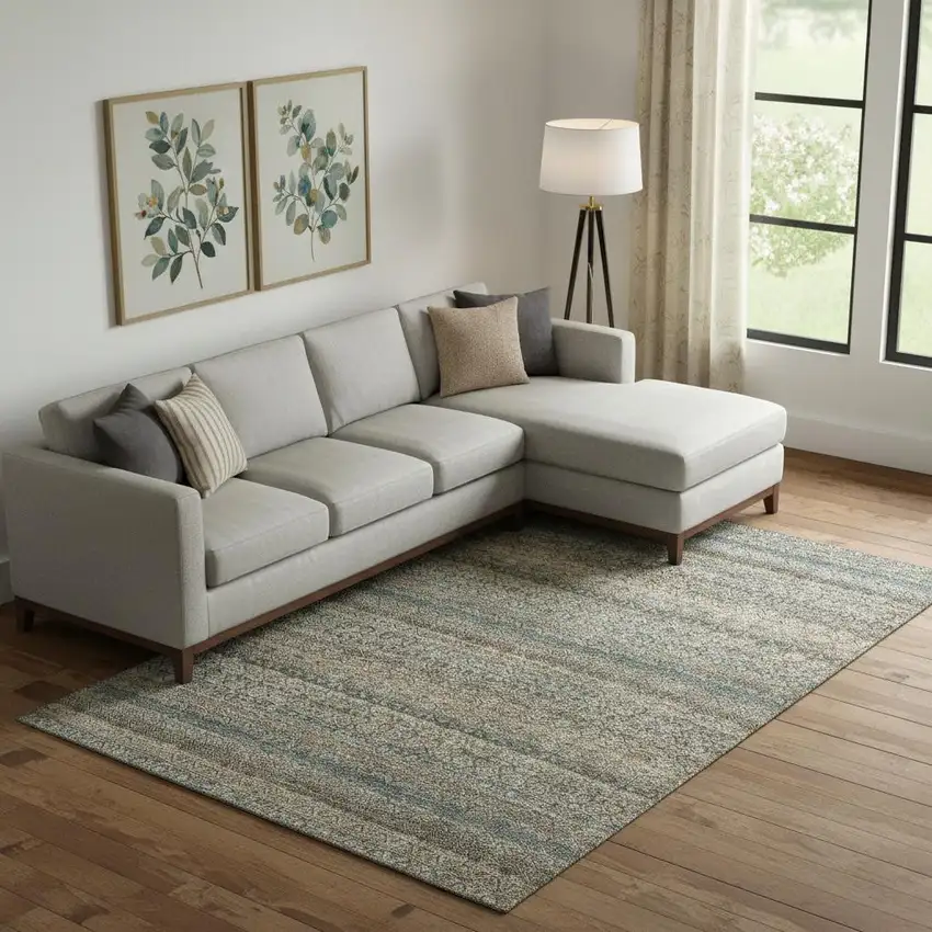 Chocolate And Gray Striped Washable Area Rug With UV Protection Photo 2