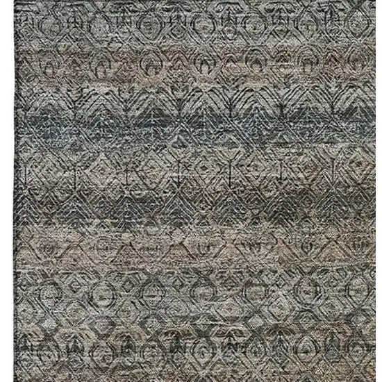 Chocolate And Gray Striped Washable Area Rug With UV Protection Photo 4