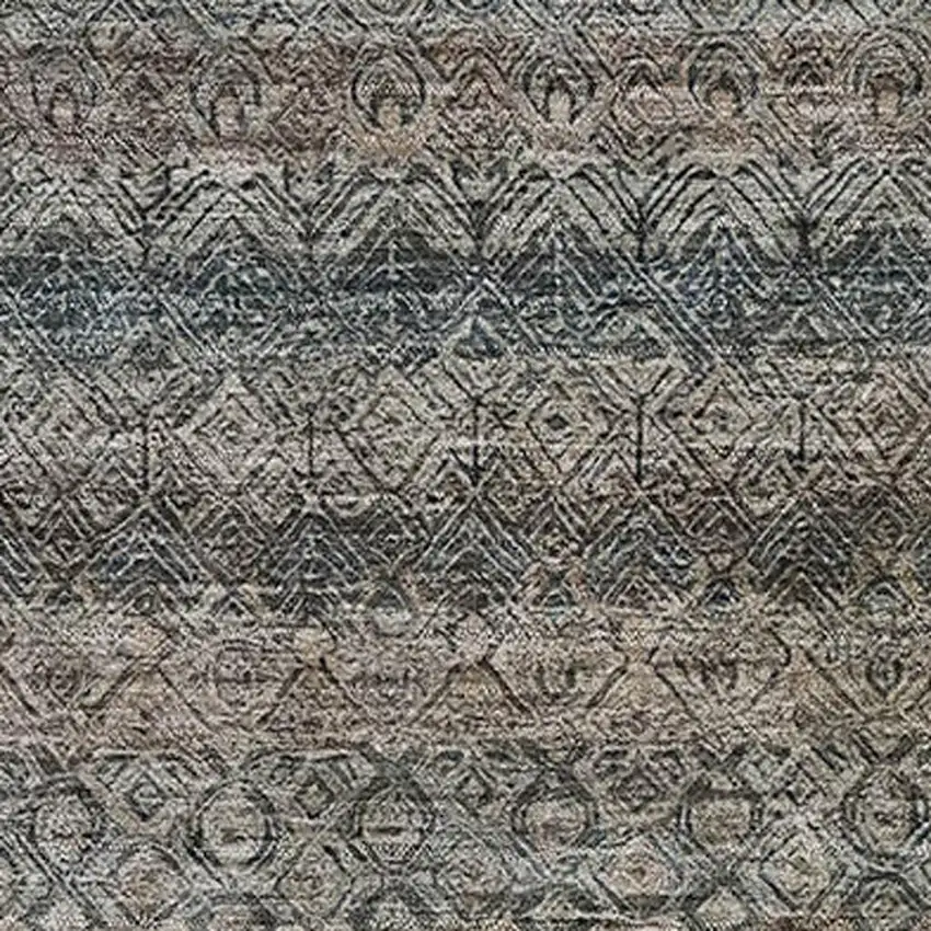 Chocolate And Gray Striped Washable Area Rug With UV Protection Photo 3