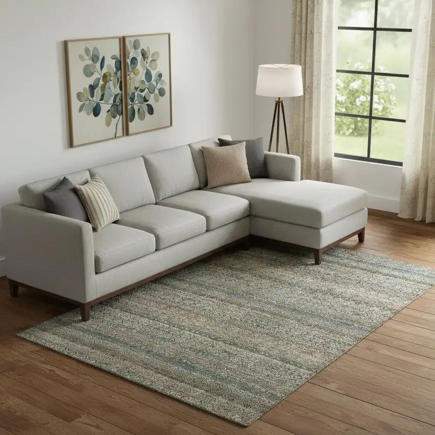 Chocolate And Gray Striped Washable Area Rug With UV Protection Photo 2