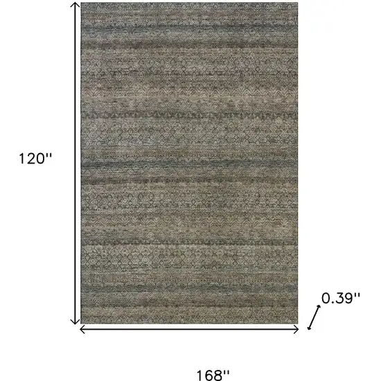 Chocolate And Gray Striped Washable Area Rug With UV Protection Photo 9