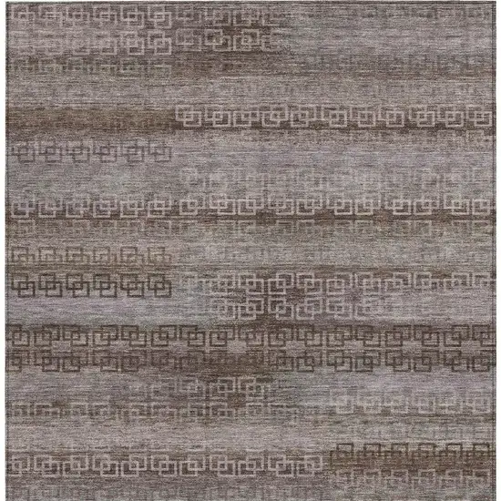 Chocolate And Gray Striped Washable Indoor Outdoor Area Rug Photo 3