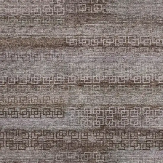 Chocolate And Gray Striped Washable Indoor Outdoor Area Rug Photo 3