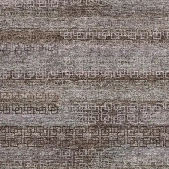 Chocolate And Gray Striped Washable Indoor Outdoor Area Rug Photo 3