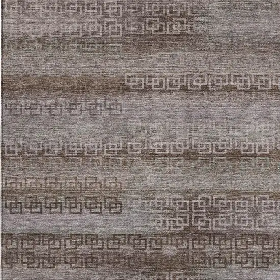 Chocolate And Gray Striped Washable Indoor Outdoor Area Rug Photo 3