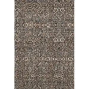 Photo of Chocolate And Gray Tribal Washable Area Rug With UV Protection