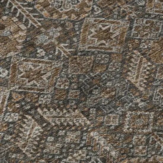 Chocolate And Gray Tribal Washable Area Rug With UV Protection Photo 8