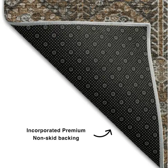 Chocolate And Gray Tribal Washable Area Rug With UV Protection Photo 7