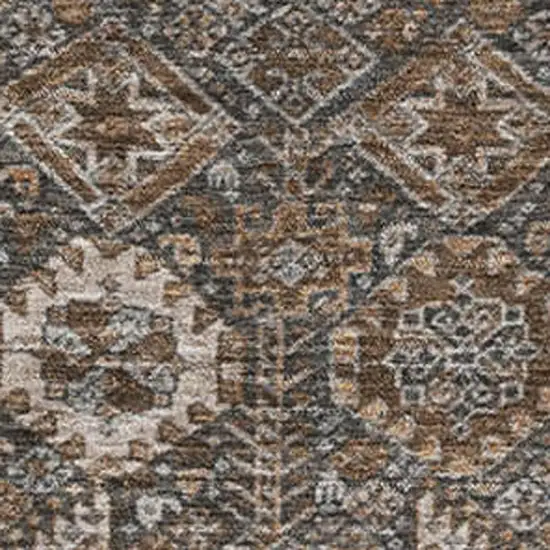 Chocolate And Gray Tribal Washable Area Rug With UV Protection Photo 3