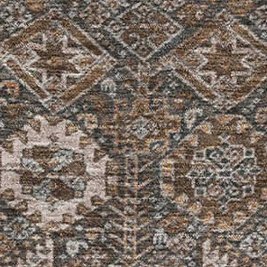 Chocolate And Gray Tribal Washable Area Rug With UV Protection Photo 3