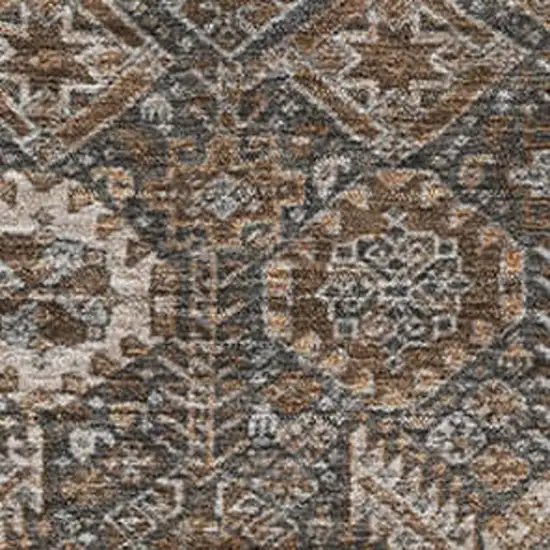 Chocolate And Gray Tribal Washable Area Rug With UV Protection Photo 3