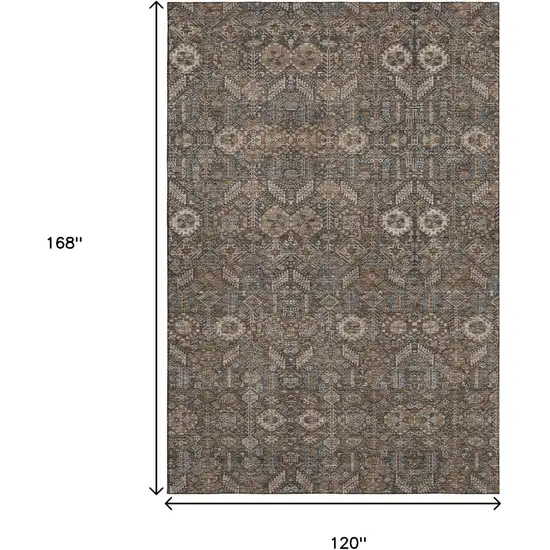 Chocolate And Gray Tribal Washable Area Rug With UV Protection Photo 3