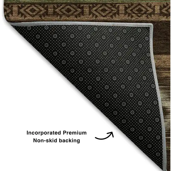 Chocolate And Gray Tribal Washable Area Rug With UV Protection Photo 7