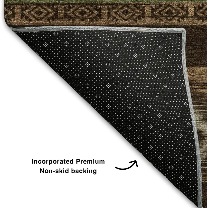 Chocolate And Gray Tribal Washable Area Rug With UV Protection Photo 7
