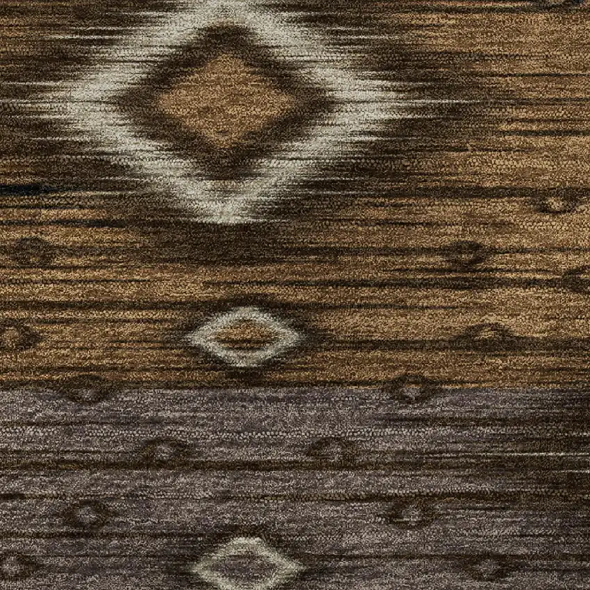 Chocolate And Gray Tribal Washable Area Rug With UV Protection Photo 8