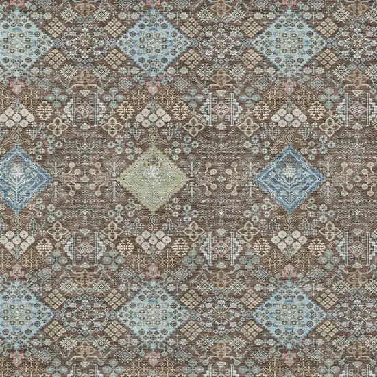 Chocolate And Green Oriental Washable Indoor Outdoor Area Rug Photo 2