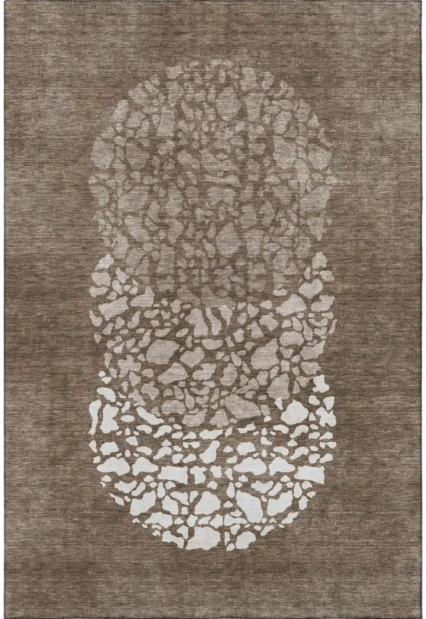 Chocolate And Ivory Abstract Washable Area Rug With UV Protection Photo 3