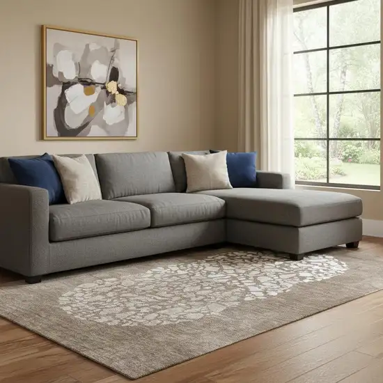 Chocolate And Ivory Abstract Washable Area Rug With UV Protection Photo 1