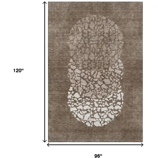 Chocolate And Ivory Abstract Washable Area Rug With UV Protection Photo 3
