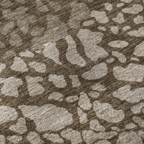 Chocolate And Ivory Abstract Washable Area Rug With UV Protection Photo 9