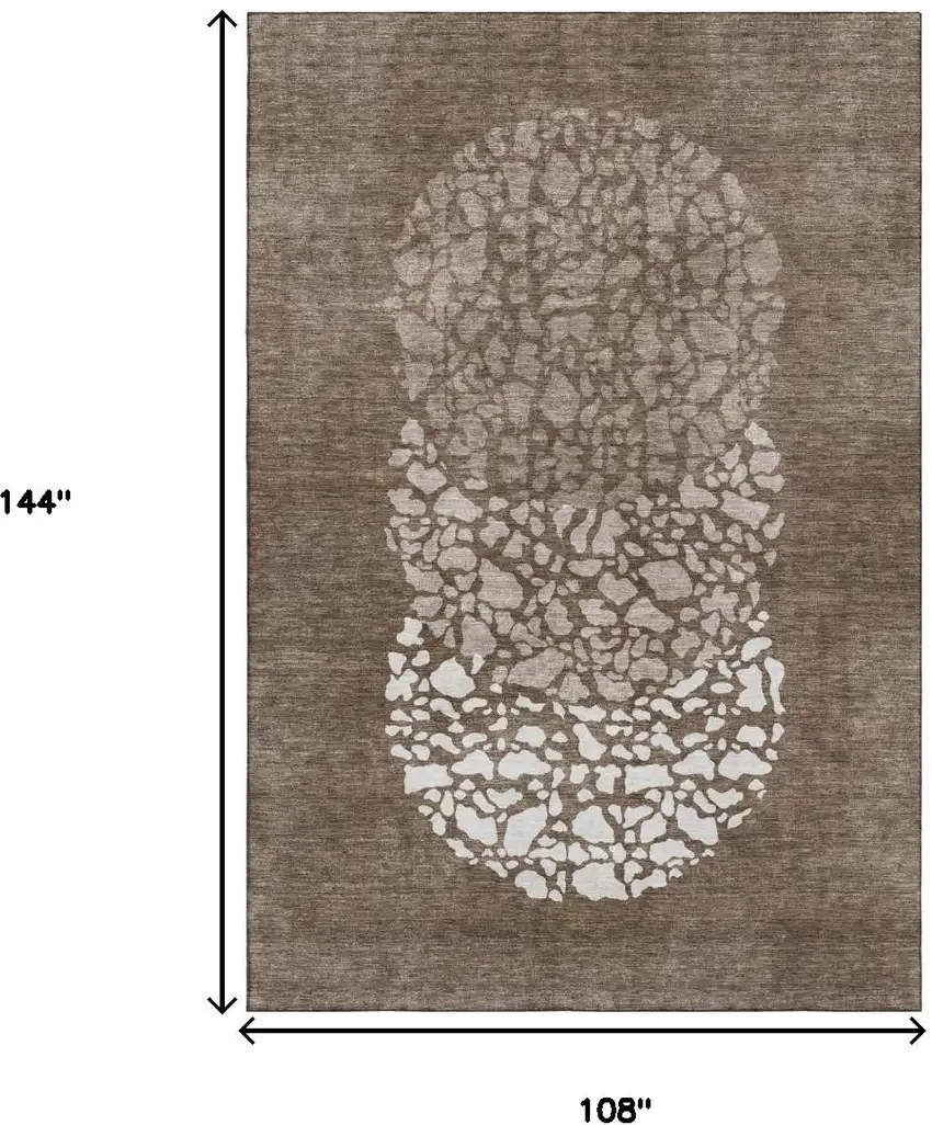 Chocolate And Ivory Abstract Washable Area Rug With UV Protection Photo 9