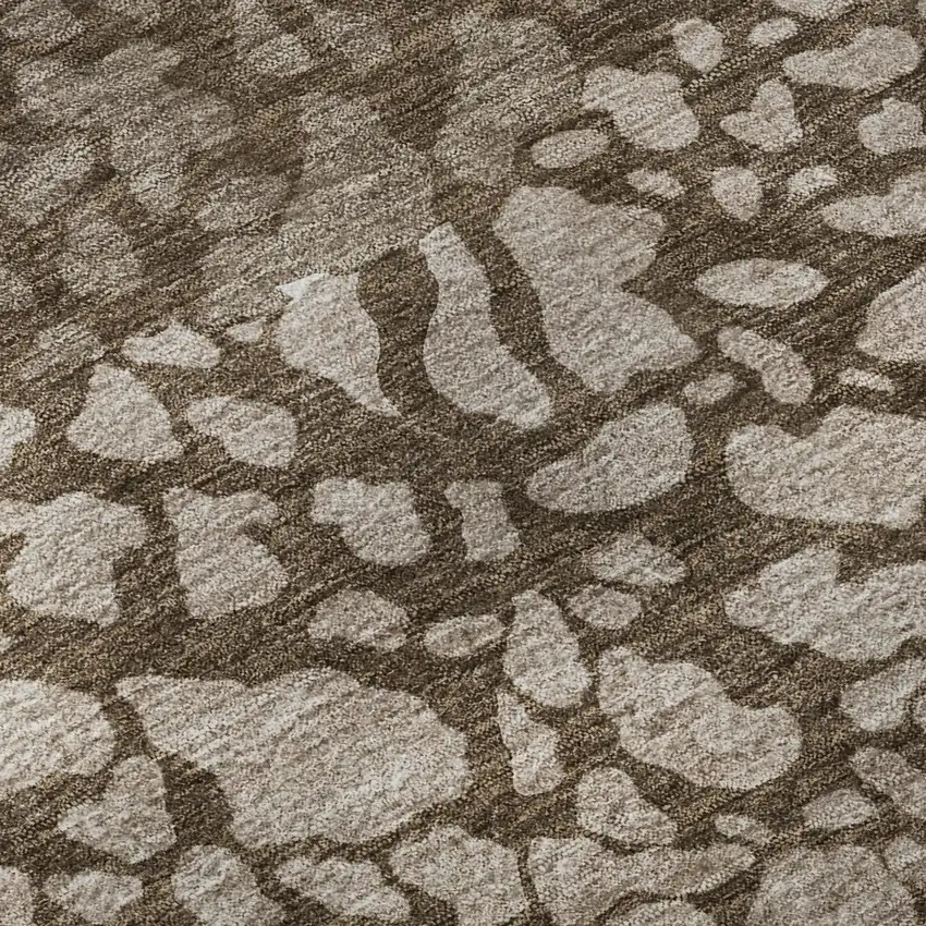 Chocolate And Ivory Abstract Washable Area Rug With UV Protection Photo 9