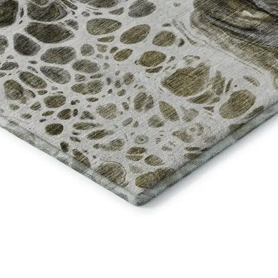 Chocolate And Ivory Abstract Washable Area Rug With UV Protection Photo 7