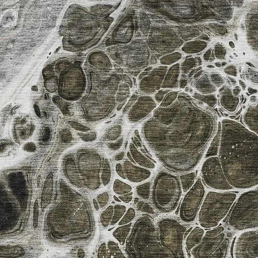 Chocolate And Ivory Abstract Washable Area Rug With UV Protection Photo 2