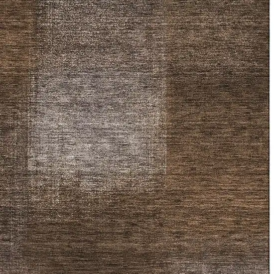 Chocolate And Ivory Abstract Washable Area Rug With UV Protection Photo 4