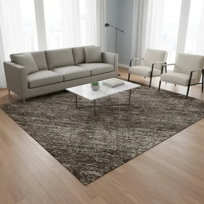 Chocolate And Ivory Abstract Washable Area Rug With UV Protection Photo 2