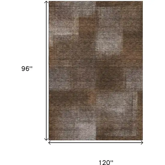 Chocolate And Ivory Abstract Washable Area Rug With UV Protection Photo 3
