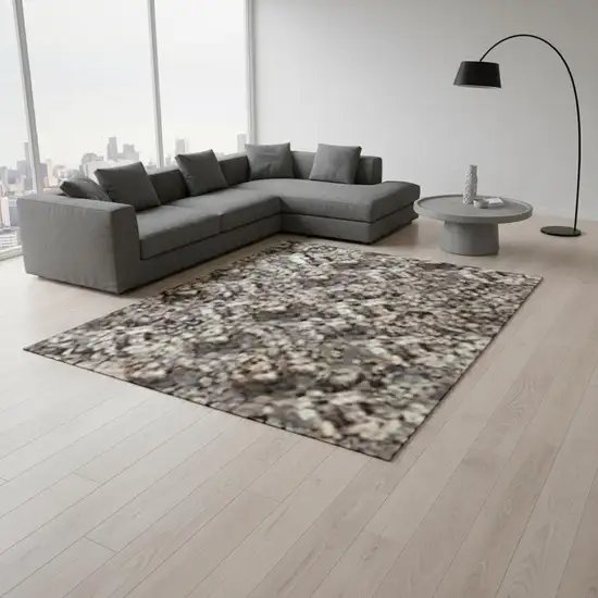 Chocolate And Ivory Abstract Washable Area Rug With UV Protection Photo 2