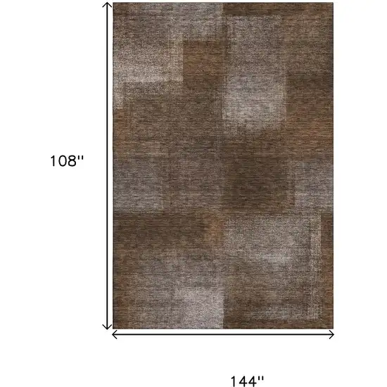 Chocolate And Ivory Abstract Washable Area Rug With UV Protection Photo 3