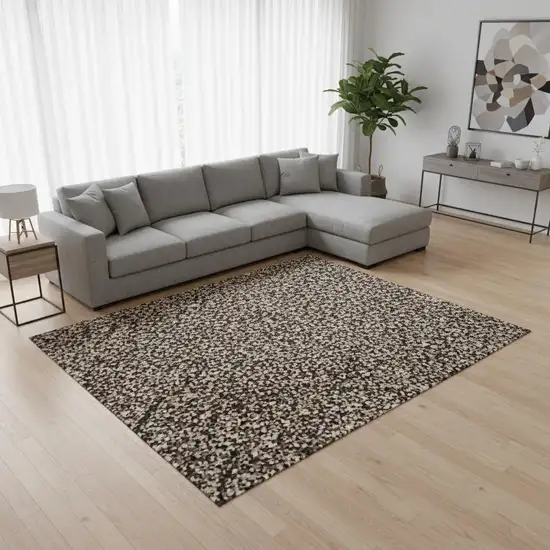 Chocolate And Ivory Abstract Washable Area Rug With UV Protection Photo 2