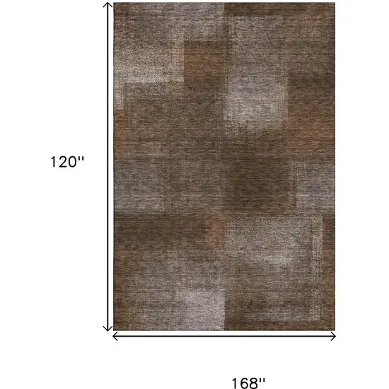 Chocolate And Ivory Abstract Washable Area Rug With UV Protection Photo 3