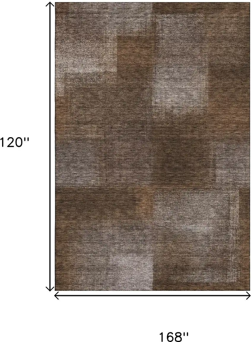 Chocolate And Ivory Abstract Washable Area Rug With UV Protection Photo 3