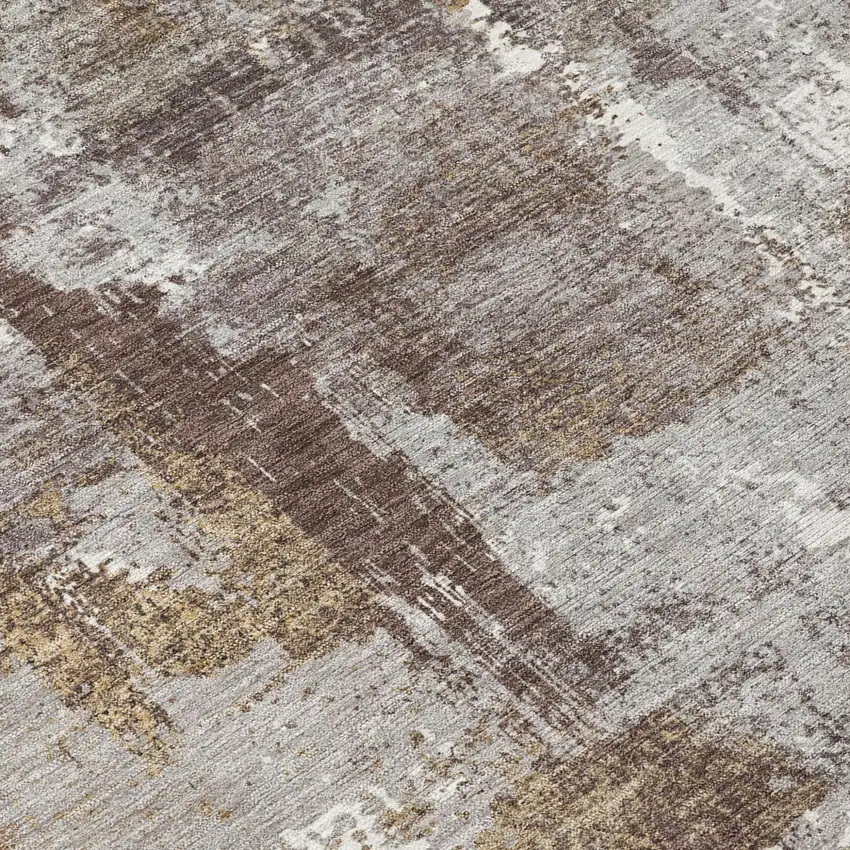 Chocolate And Ivory Abstract Washable Indoor Outdoor Area Rug Photo 8